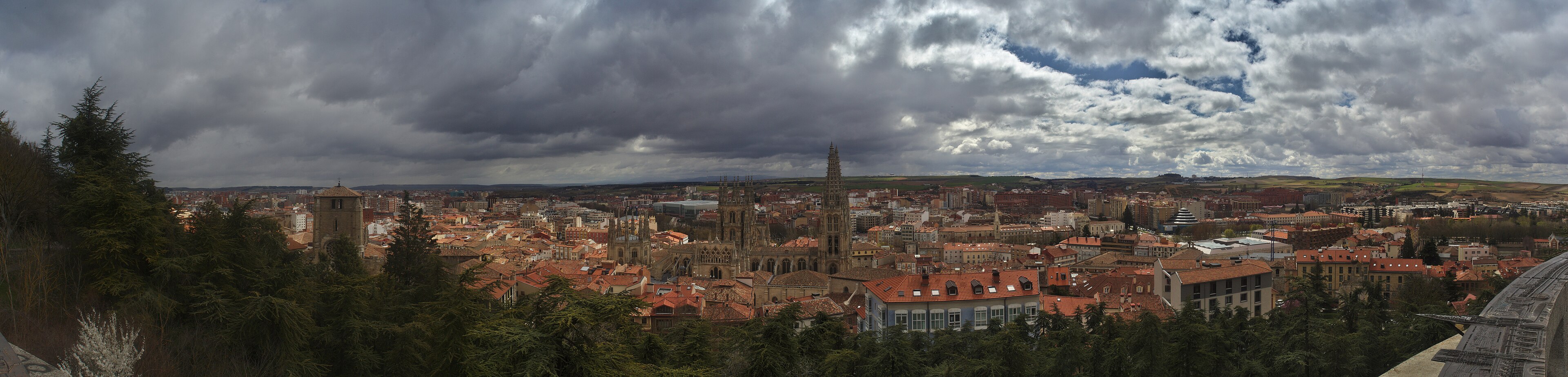 Burgos Cathedral and the historic city viewed from the castle overlook